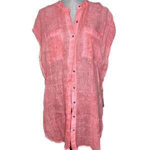 Holding horses coral sleeveless button down shirt Size M